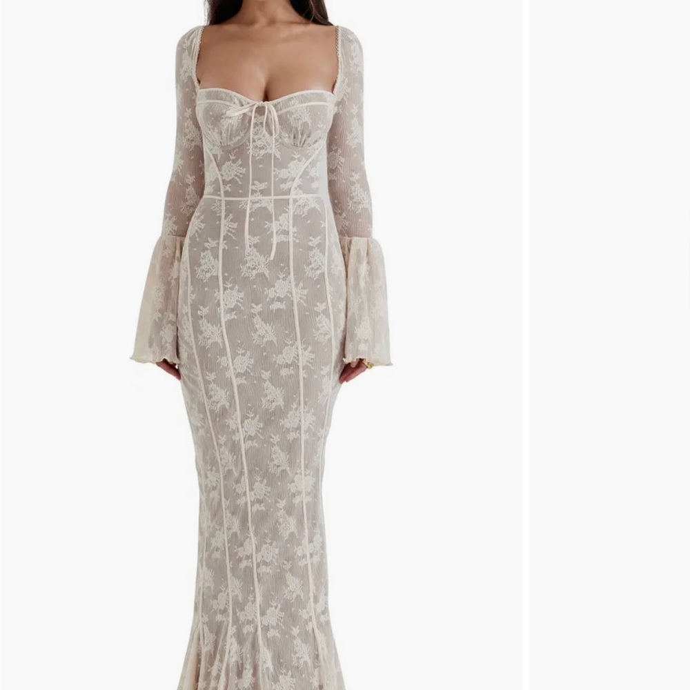 Delilah Floral Long Sleeve Lace Maxi Dress HOUSE OF CB